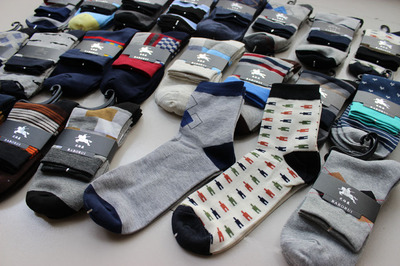 秋冬必备 高品质男士全棉提花彩色袜子，厂家直供